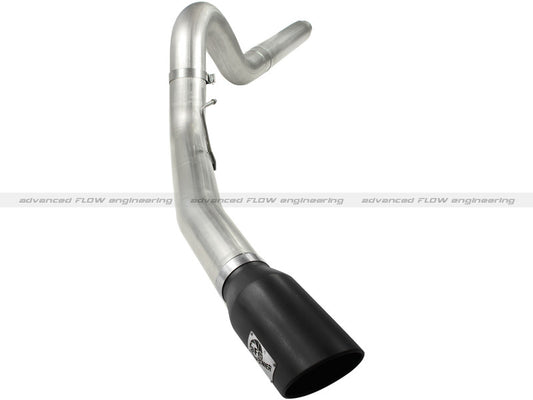 aFe MACHForce XP 5in DPF-Back Stainless Steel Exh Sys, Black tip, Ford Diesel Trucks 08-10 V8-6.4L