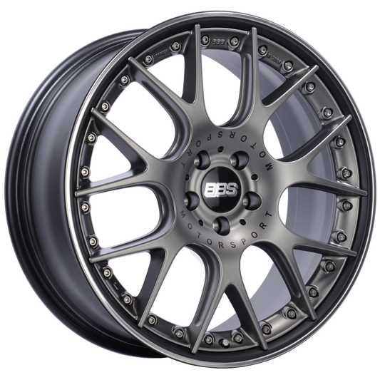 BBS CH-RII 20x8.5 5x112 ET42 Satin Platinum Center Black Lip SS Rim Prot Wheel -82mm PFS/Clip Req