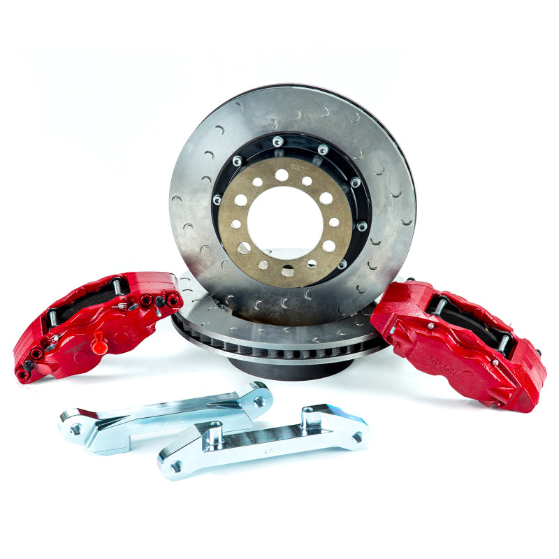 Alcon 2007+ Jeep JK w/ 5x5.5in Hub 355x22mm Rotor 4-Piston Calipers Rear Brake Upgrade Kit - Red