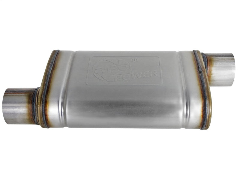 aFe MACH Force-Xp 409 SS Muffler 3in ID Offset/Offset x 4in H x 9in W x 14in L - Oval Body