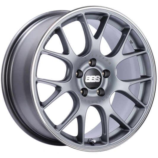 BBS CH-R 18x8.5 5x112 ET38 Satin Titanium Polished Rim Protector Wheel -82mm PFS/Clip Required