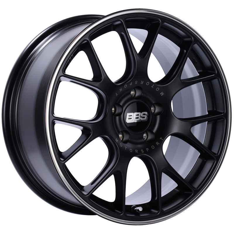 BBS CH-R 18x8.5 5x112 ET38 Satin Black Polished Rim Protector Wheel -82mm PFS/Clip Required